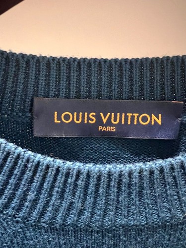 LOUIS VUITTON Men's Signature Crewneck green Sweater 100% Wool Size XL - Picture 4 of 4