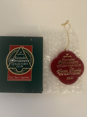  Hallmark 1991 Five Years Together Collector's Club Keepsake Ornament Christmas