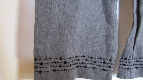 Style & Co. gray grey cotton stretch flat front sequin pants 4 29L - Picture 2 of 4