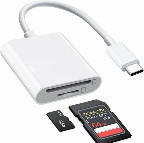 USB C to SD/TF Card Reader, Type C to SD/Micro SD/SDXC/SDHC Card Adapter - Picture 1 of 9