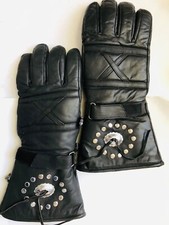 NEW Thinsulate 3M Thermal Insulation Black Leather Motorcycle Men's Gloves 14"L
