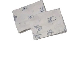 Set of 2 White Flannel Pillowcases W/ Blue Outlined Snowmen. 20 X 28 Standard