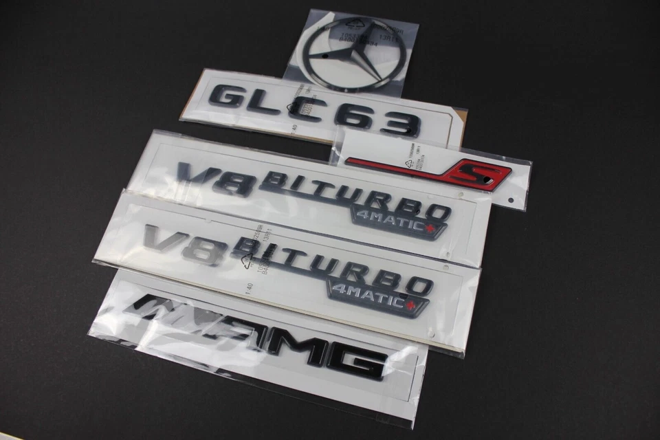 GLC63S AMG Gloss Black Badge Set for Mercedes Benz X253 2017 - 2022 Models NEW - image 2 of 3