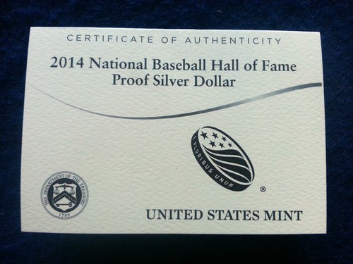 2014 P $1 Proof National Baseball Hall of Fame Silver Dollar w/Box, OGP, COA - Picture 5 of 9
