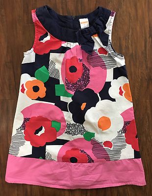 Robe Fille Gymboree Rose Et Marine En Coton - Taille 5, Occasion Très Bon État