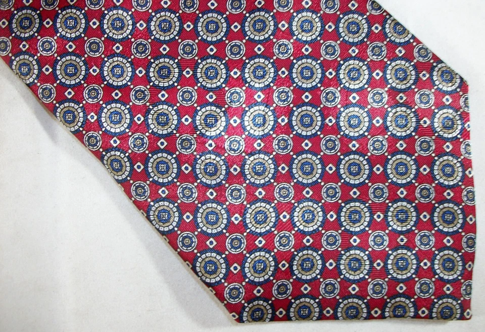 Галстук DON LOPER красный, синий, серый и экрю круги 57 дюймов длина x 4 дюйма ширина (E912) - Изображение 2 из 3