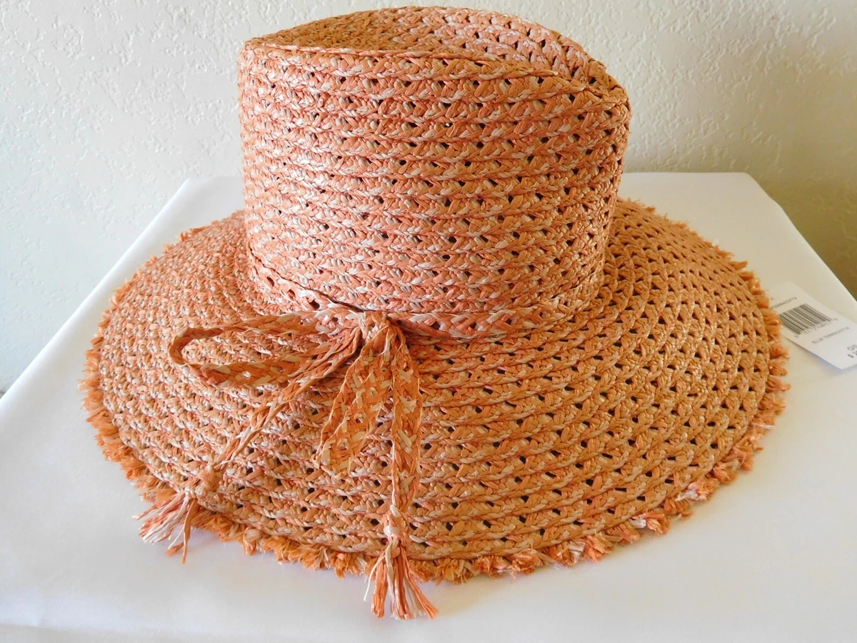 New Eric Javits New York Ellie Terracotta Straw Hat~ One Size | eBay