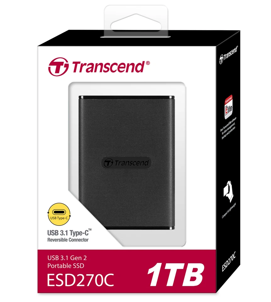 1TB Transcend ESD270C Portable SSD USB 3.1 Type-C Black - Image 4 of 4