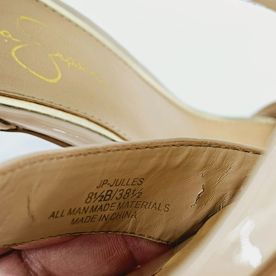 Sandalias de tacón de aguja Jessica Simpson Julles 8,5 charol desnudo correa para el tobillo Foto 2 de 4
