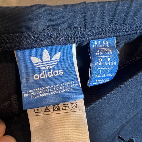Adidas Girl Blue Striped Athletic Leggings Size L Lounge Pants EUC AUTHENTIC - Picture 8 of 11