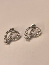 Big New Letter P Stud Earrings Swaroski Diamante Bling English Alphabet 