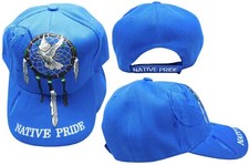 Native Pride INDIAN Dreamcatcher Dove Feather Shadow Blue Embroidered Cap Hat