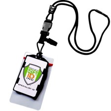 Heavy Duty No Swing Nylon Lanyard with 2 Dual ID Badge Holders by Specialist ID