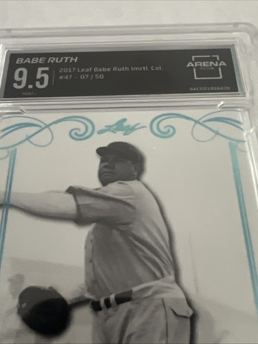 2017 Leaf Babe Ruth #47 Immortal Collection BLUE FOIL /50 GRADED ARENA CLUB 9.5 - Picture 4 of 5