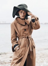 Celine By Phoebe Philo Camel Cotton Wide Collar Trench Coat