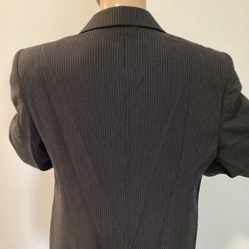 MAX MARA Italy Black Pinstripe Virgin Wool Blazer Jacket Top Size US 12 Womens - Picture 7 of 19