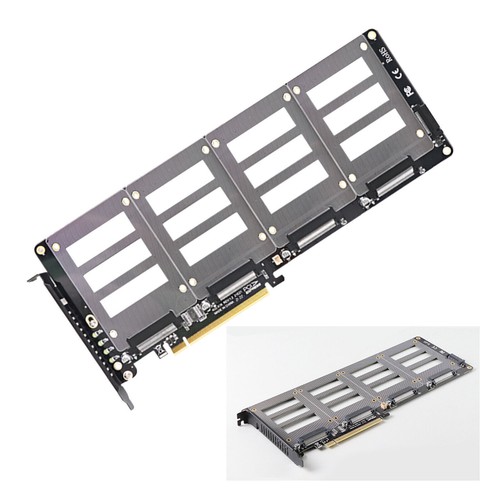 NEW U.2 SSD to PCIe X16 Adapter PCIE 4.0 to 4 Disk U.2 SFF- 8639 SSD Riser Cardb - Picture 2 of 9