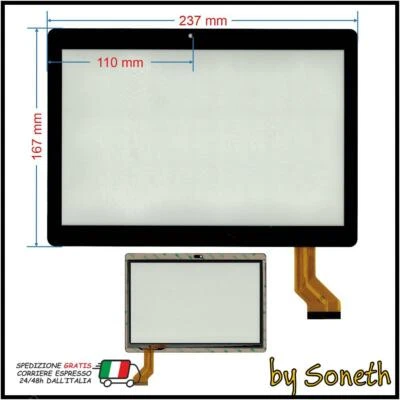 VETRO TOUCH SCREEN PER MEDIATEK KT107 NERO - VERSIONE 2