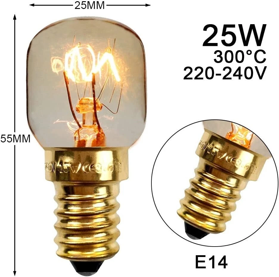 4x Backofenlampe hitzebeständig 25W E14  Backofen Glühbirne Lampe Herd Ofen 25W - Bild 2 von 4