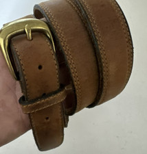 Levi's Vintage Worn Leather Belt Medium Rugged 38 Solid Brass Buckle