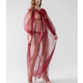 Sexy Lingerie Women Long Lace Kimono Robe Dress Sheer Gown See-Through Sleepwear