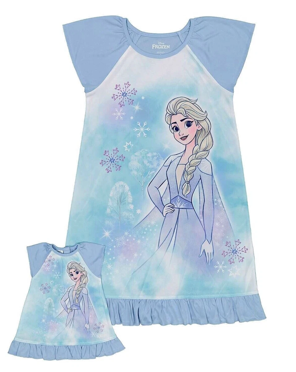 Disney Girls Frozen Elsa Nightgown Pajamas One Piece Doll Gown 18