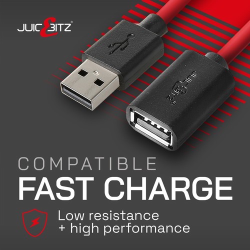JuicEBitz® USB 2.0 męski na żeński przedłużacz przewód szybkiego ładowania transferu danych - Zdjęcie 33 z 36