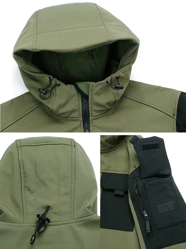 Tactical Jacket Men Military Outdoor Waterproof Hood Windbreaker Work Soft Shell - Picture 5 of 27
