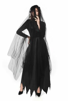Costume Halloween Donna Vampiro Strega Cosplay Sposa Fantasma