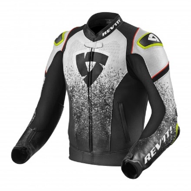 Leather Jacket Motorcycle Revit Rev'It Quantum White Size 50 White