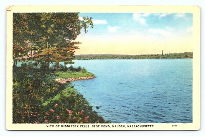 Vintage 1938 Malden Massachusetts MA Middlesex Fells Spot Pond Postcard D22