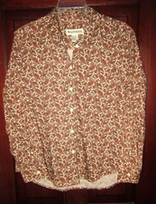 Appleseed's Sz 16 Button Down Shirt Blouse Top Paisley Print Rustic Cotton Poly