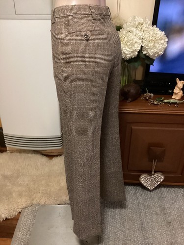 Genuine Vintage 70’s FLETCHER JONES Pants Brown White Check Pure Wool - Picture 7 of 11