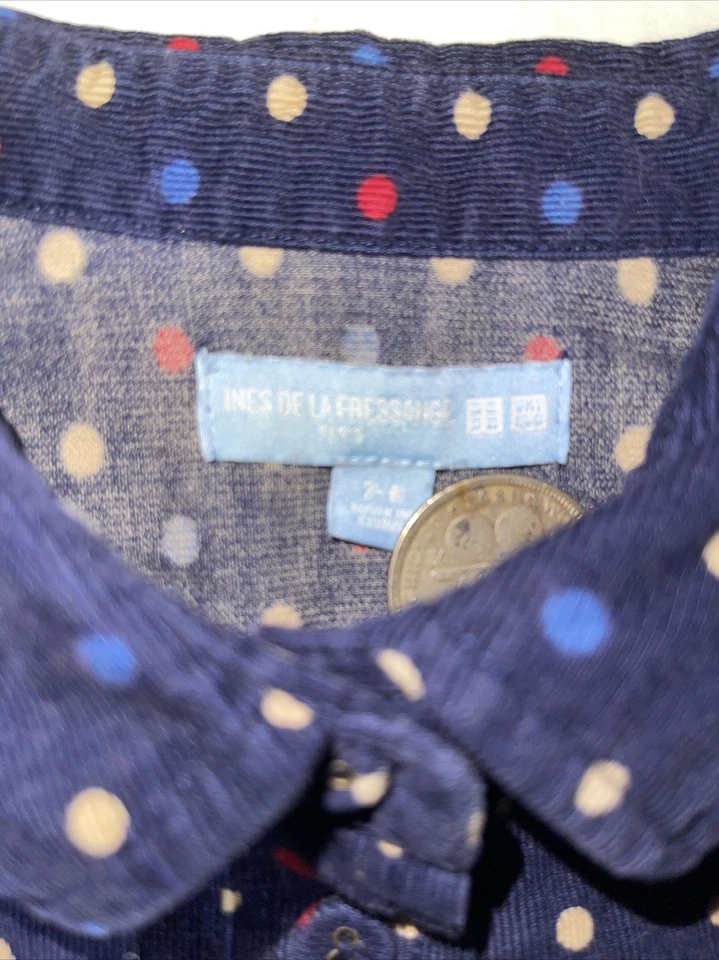 Б/у - Uniqlo x Ines De La Fressange L/S полкадот рубашка платье девочек (размер 7-8) - Изображение 4 из 4