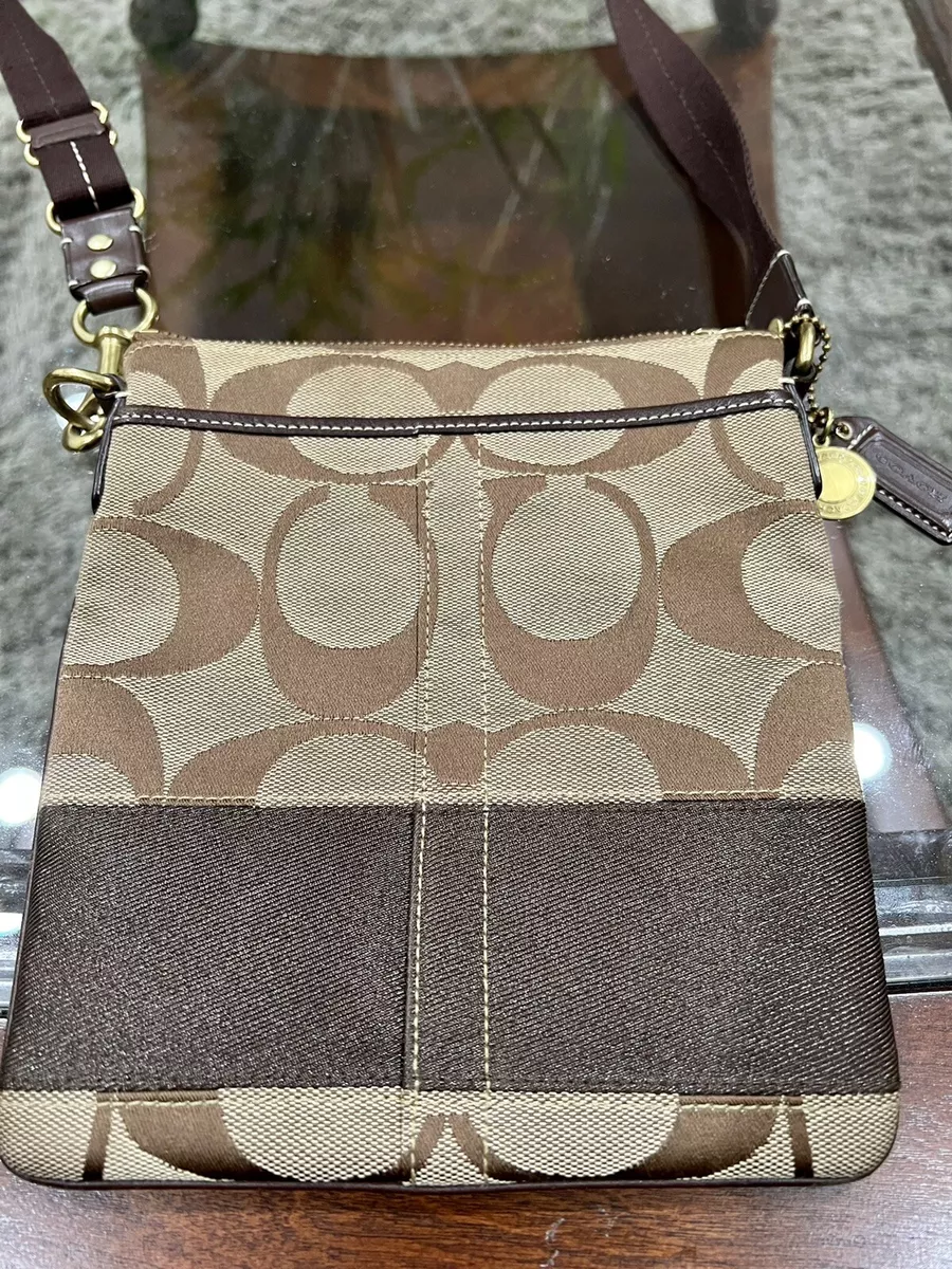 Women s COACH Crossbody Messenger Bag Signature Textile 2 exterior