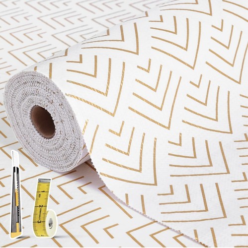 Shelf Liner WIDE SHEET Gold Arrow, 23.6 in x 354.3 in, Nonslip, 58 Sqft