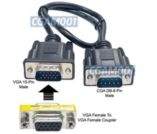 RGB CGA DB9-Pin Male To VGA HD 15-Pin Female Cable