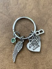 Memorial Keychain A Piece Of My Heart Angel Wings In Memory Sympathy Initial B