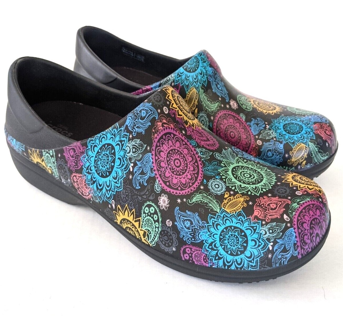 Crocs Neria Pro II Graphic Clog Womens 11 Black Paisley Dual