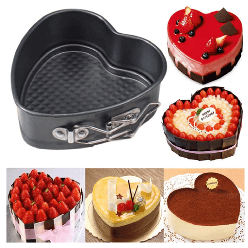 5 non-Stick Heart Shaped Cake Tins Spring foam Cake Baking Trays UK Stock - Picture 3 of 4