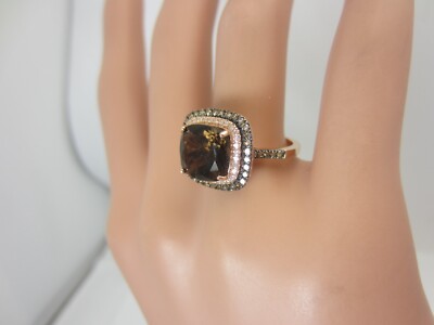 14K Rose Gold carat Citrine Smokey Topaz and Diamond Ring