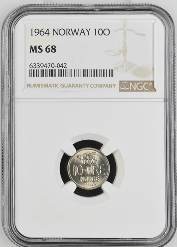 1964 NORWAY 10 Ore - NGC MS 68