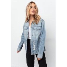 Rails Knox Light Wash Distressed Denim Jacket Soul Embroidered S