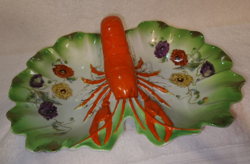 Vintage Victoria Carlsbad Austria Porcelain Lobster Divided Serving Platter Dish - Picture 3 of 12
