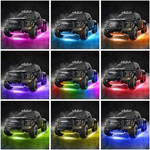 36“+48” LED Strip Under Car Control Underglow Underbody System Neon Light RGB - Picture 9 of 12