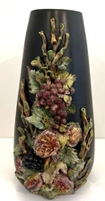 I Borbone Capodimonte Pottery vase 17”Marked Crown over N Italy