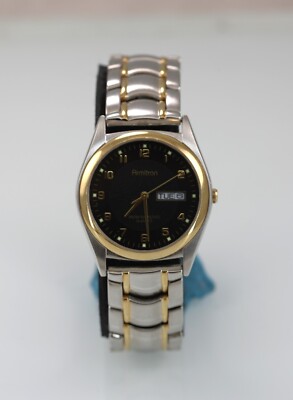Armitron Herrenarmbanduhr Edelstahl Gold Silber 30 m Schwarzes Zifferblatt Quarz