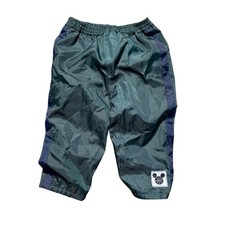 Vintage Disney Mickey Mouse Kids 24M Nylon Green and Navy Basketball Track Pant