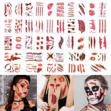 Halloween Scar Tattoos 40 Sheets 265 Pcs - Fake Scars Stitches Wounds, Realis...