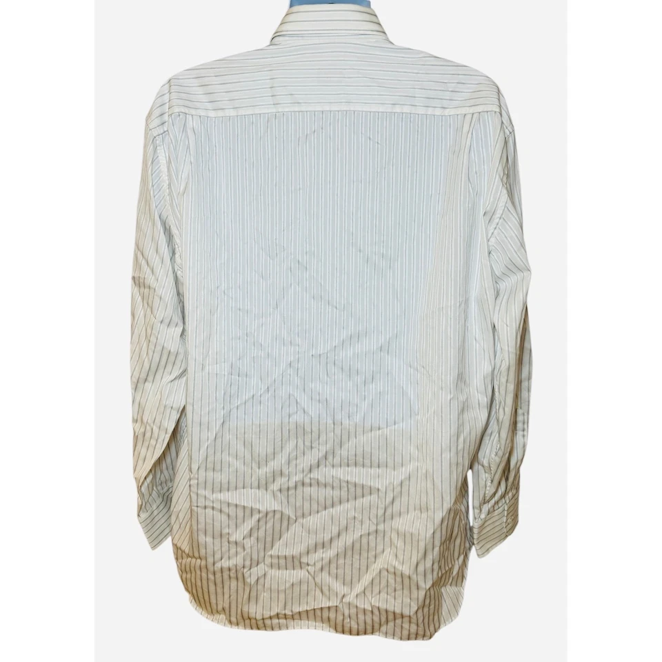 Solemare Maus & Hoffman Swiss 2-Ply Cotton Striped Dress Shirt Mens 17 1/2/44 - Image 3 of 4